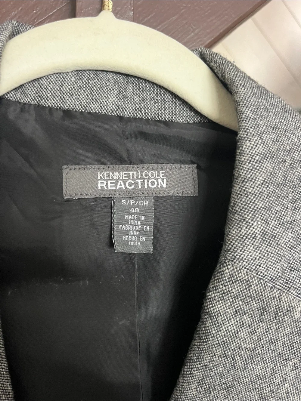 Kenneth Cole Reaction Gray Single-Breasted Notch Lapel Blazer